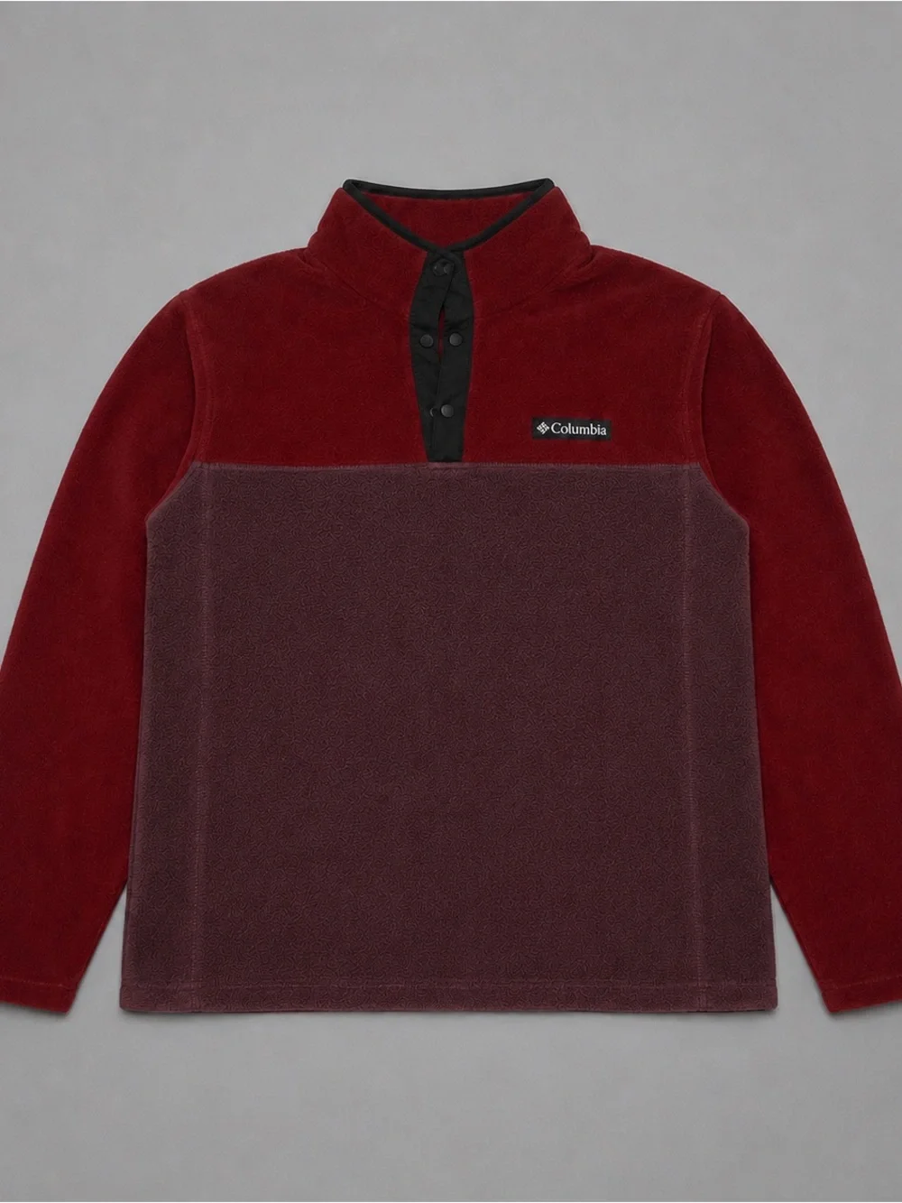 Columbia Fleece Pullover Men’s Medium Red Brown Snap Neck Jacket Outdoor